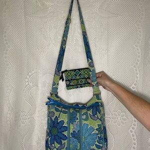 Vera Bradley Blue and Green Floral Shoulder‎ Bag Set